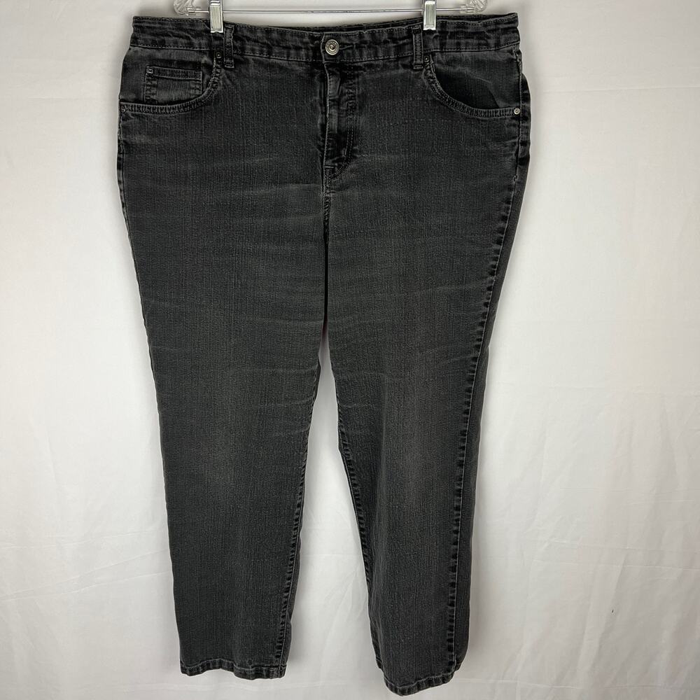 Black Charcoal Wash Denim Classiccore Straight Leg Jean Womens 20W Bandolino Blu